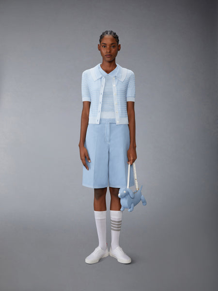STRIPED TUCK STITCH SHELL TOP LIGHT BLUE
