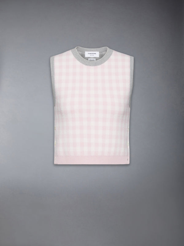 FUNMIX GINGHAM CHECK JACQUARD MERINO WOOL SHELL TOP - featured image
