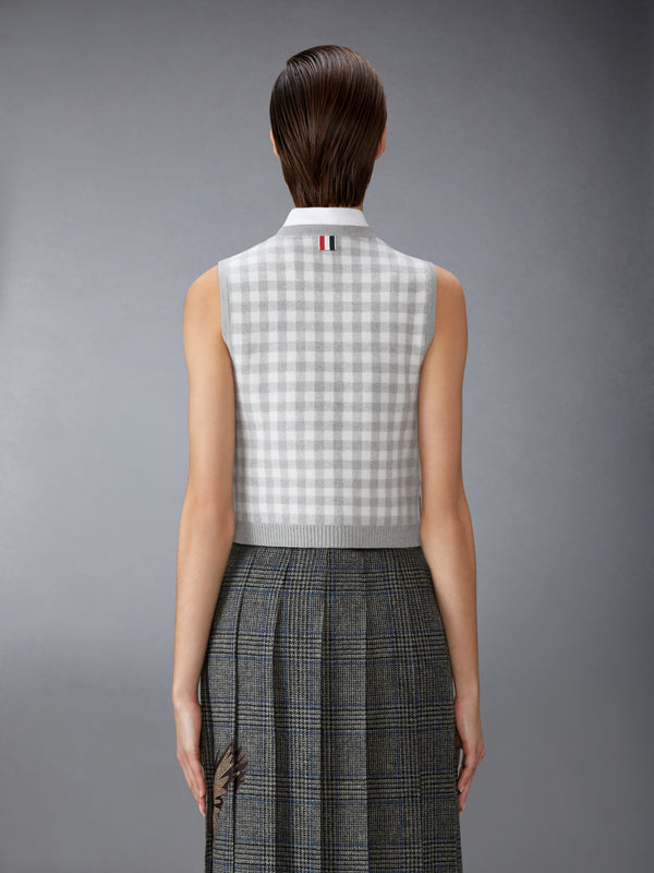 FUNMIX GINGHAM CHECK JACQUARD MERINO WOOL SHELL TOP - image 2