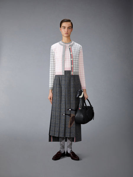 FUNMIX GINGHAM CHECK JACQUARD MERINO WOOL SHELL TOP SEASONAL COMBO