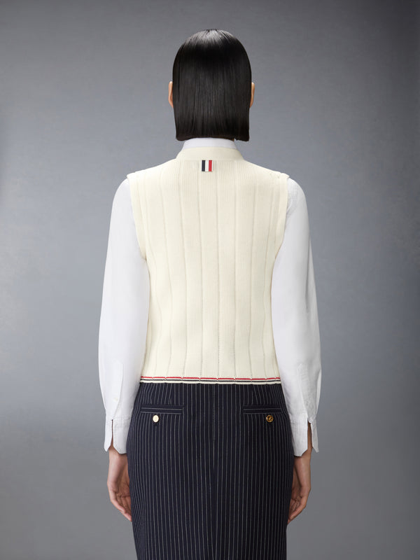 MERINO WOOL CROPPED V NECK CARDIGAN VEST - image 2