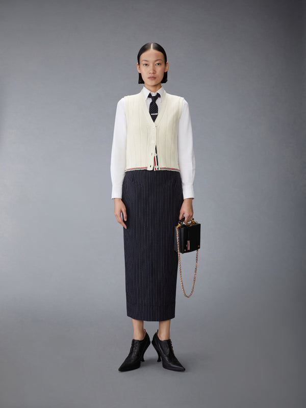 MERINO WOOL CROPPED V NECK CARDIGAN VEST - image 3