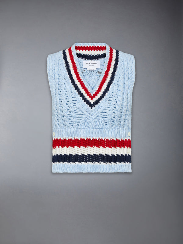 CASHMERE RWB STRIPE CHUNKY SHRUNKEN VEST - featured image