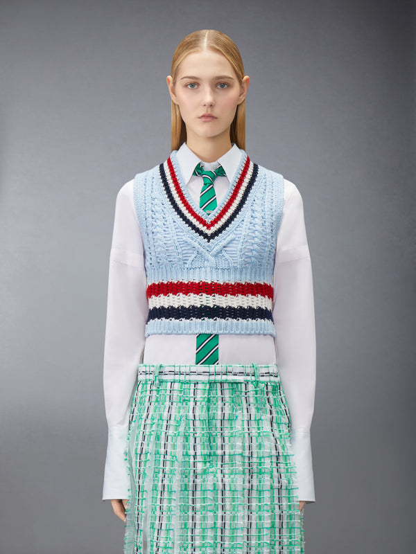 CASHMERE RWB STRIPE CHUNKY SHRUNKEN VEST - image 1