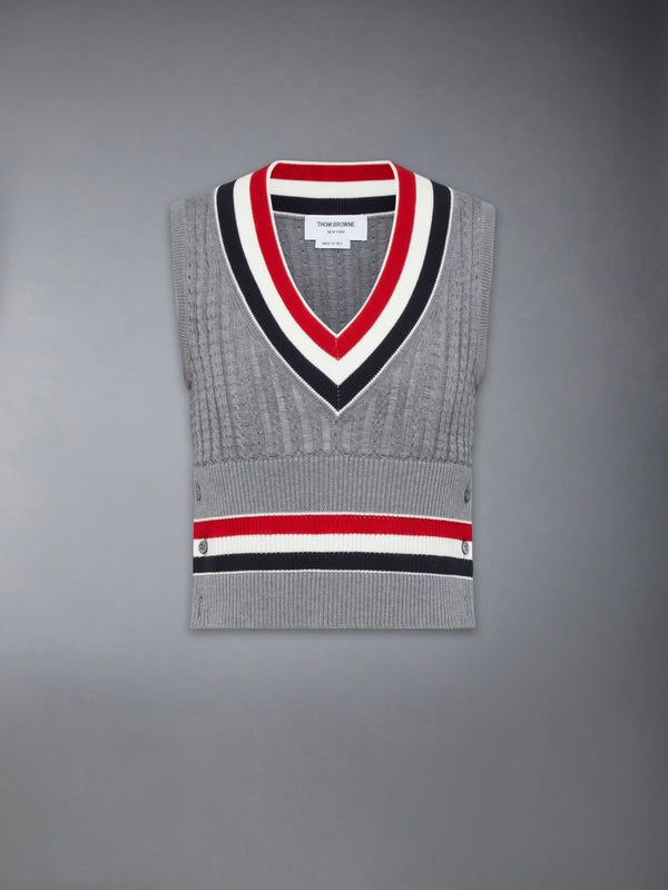 CRICKET RWB STRIPE BABY LADDER CABLE SHRUNKEN VEST - featured image