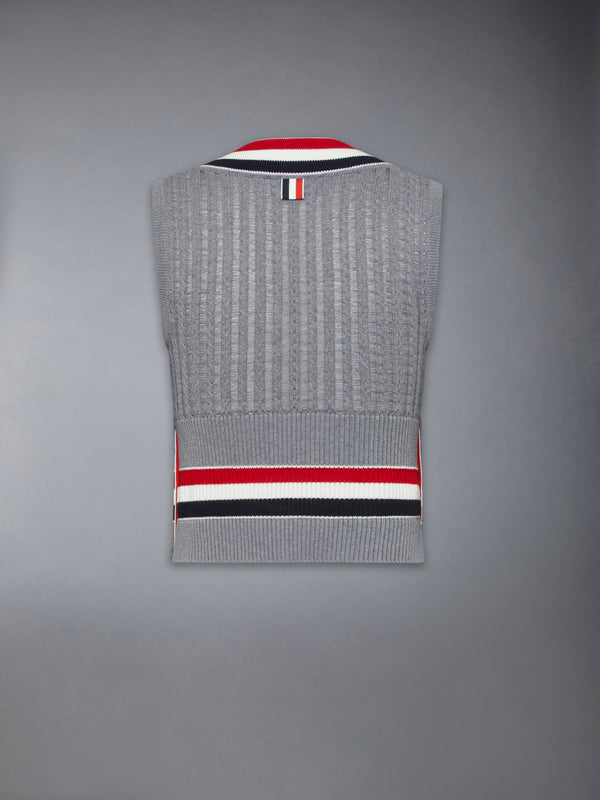 CRICKET RWB STRIPE BABY LADDER CABLE SHRUNKEN VEST - image 6