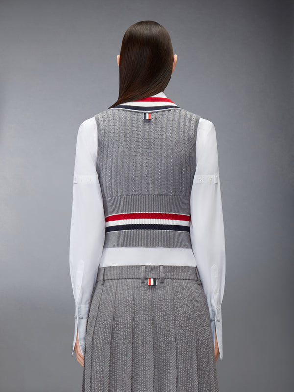 CRICKET RWB STRIPE BABY LADDER CABLE SHRUNKEN VEST - image 2