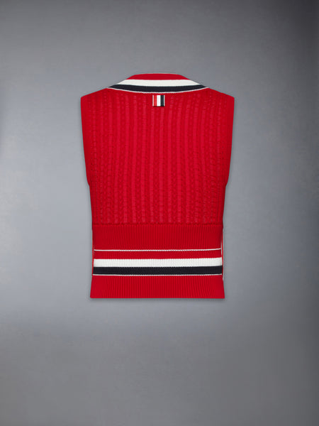 CRICKET RWB STRIPE BABY LADDER CABLE SHRUNKEN VEST RED