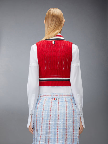 CRICKET RWB STRIPE BABY LADDER CABLE SHRUNKEN VEST RED