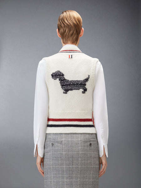 DONEGAL RWB STRIPE HECTOR POINTELLE VEST WHITE