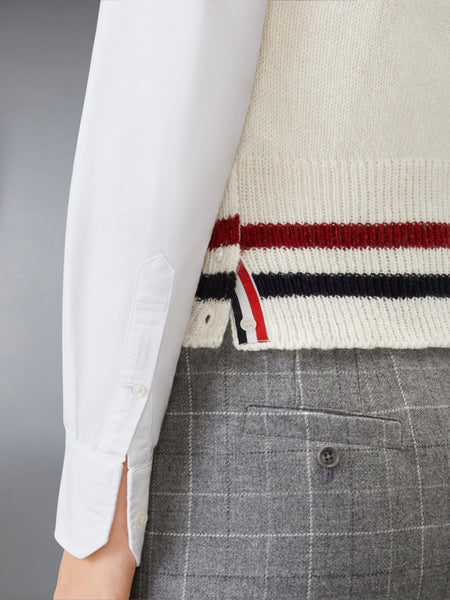 DONEGAL RWB STRIPE HECTOR POINTELLE VEST WHITE