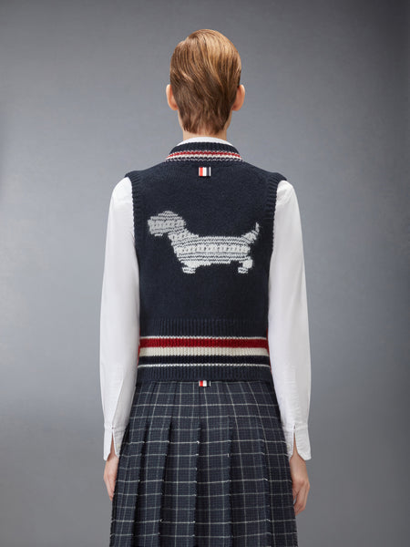 DONEGAL RWB STRIPE HECTOR POINTELLE VEST NAVY