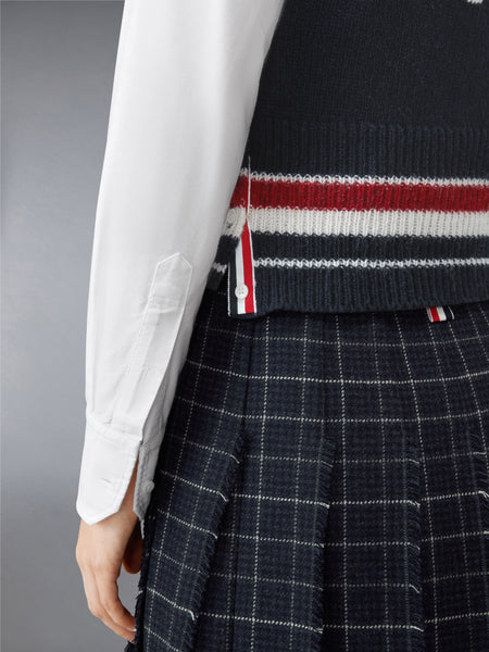 DONEGAL RWB STRIPE HECTOR POINTELLE VEST NAVY