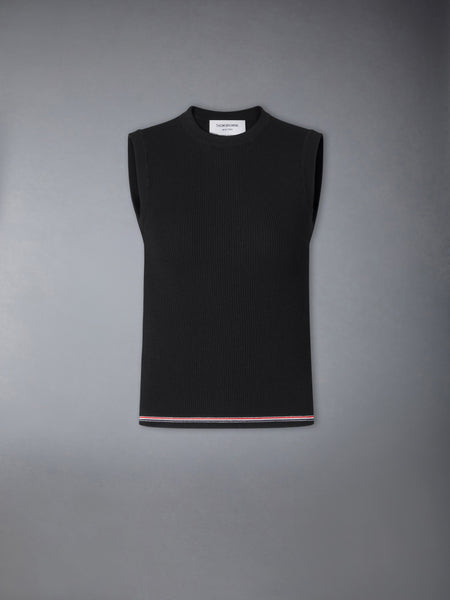 MERINO WOOL RWB STRIPE SHELL TOP BLACK