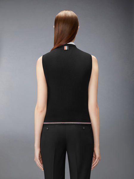 MERINO WOOL RWB STRIPE SHELL TOP BLACK