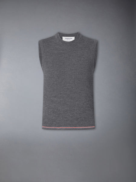 MERINO WOOL RWB STRIPE SHELL TOP MED GREY