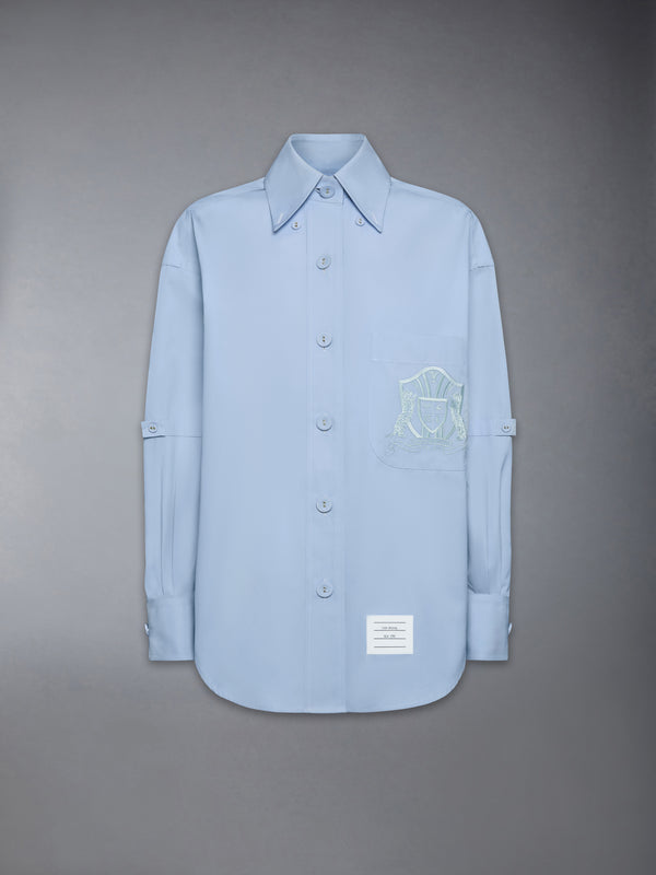 SOLID POPLIN CREST EMBROIDERY ARMBAND SUPERSIZED SHIRT - featured image