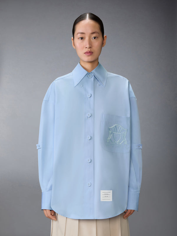 SOLID POPLIN CREST EMBROIDERY ARMBAND SUPERSIZED SHIRT - image 1
