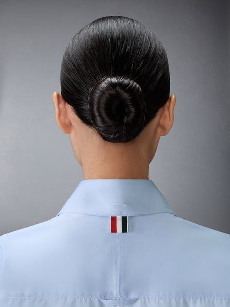 SOLID POPLIN CREST EMBROIDERY ARMBAND SUPERSIZED SHIRT LIGHT BLUE