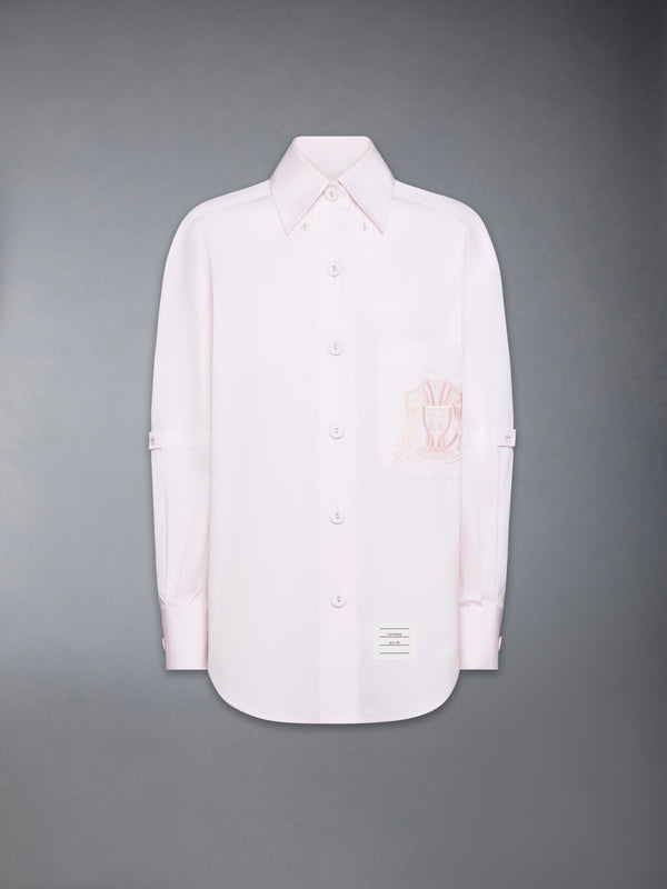 SOLID POPLIN CREST EMBROIDERY ARMBAND SUPERSIZED SHIRT - featured image