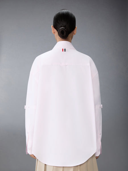SOLID POPLIN CREST EMBROIDERY ARMBAND SUPERSIZED SHIRT LT PINK