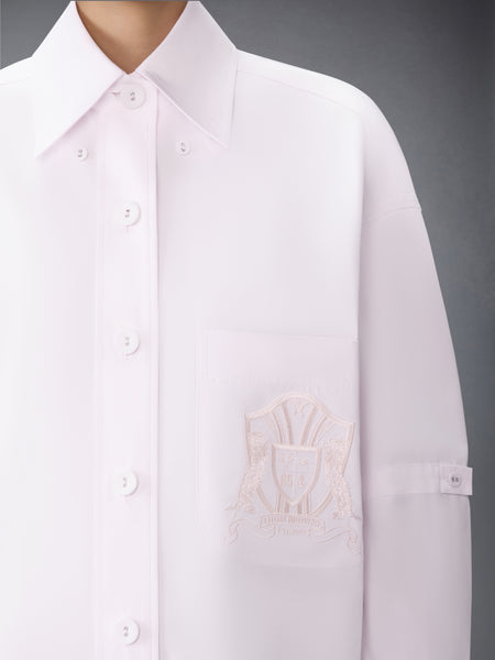 SOLID POPLIN CREST EMBROIDERY ARMBAND SUPERSIZED SHIRT LT PINK