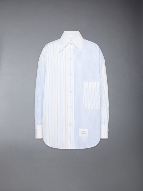 POPLIN PINSTRIPE FUNMIX MICRO UNIVERSITY STRIPED SUPERSIZED LONG SLEEVE SHIRT - featured image