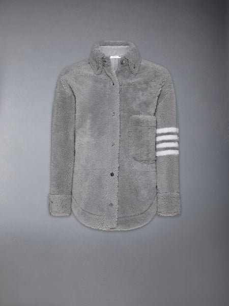SHEARLING 4-BAR SUPERSIZED SHIRT JACKET MED GREY