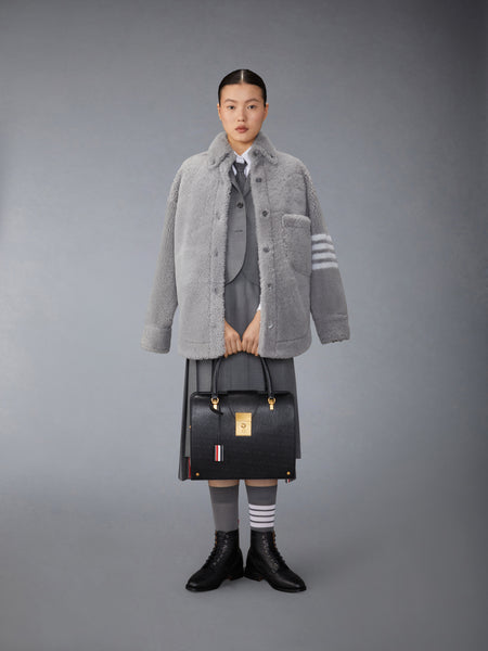 SHEARLING 4-BAR SUPERSIZED SHIRT JACKET MED GREY