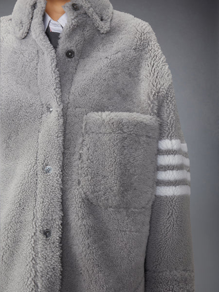 SHEARLING 4-BAR SUPERSIZED SHIRT JACKET MED GREY