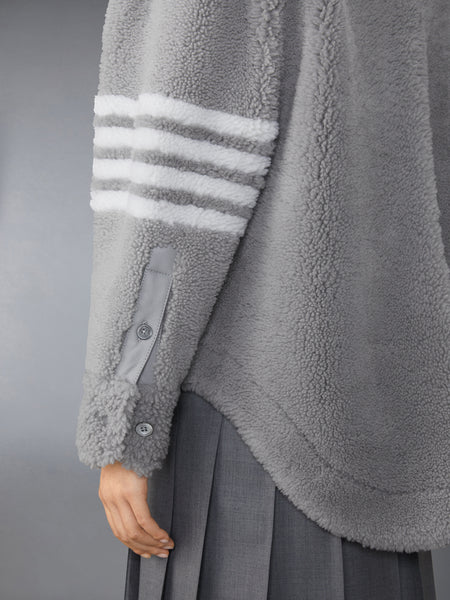 SHEARLING 4-BAR SUPERSIZED SHIRT JACKET MED GREY