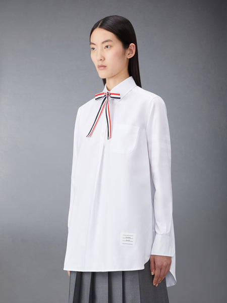 OXFORD 4-BAR BOW TIE BLOUSON WHITE