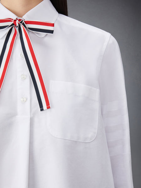 OXFORD 4-BAR BOW TIE BLOUSON WHITE