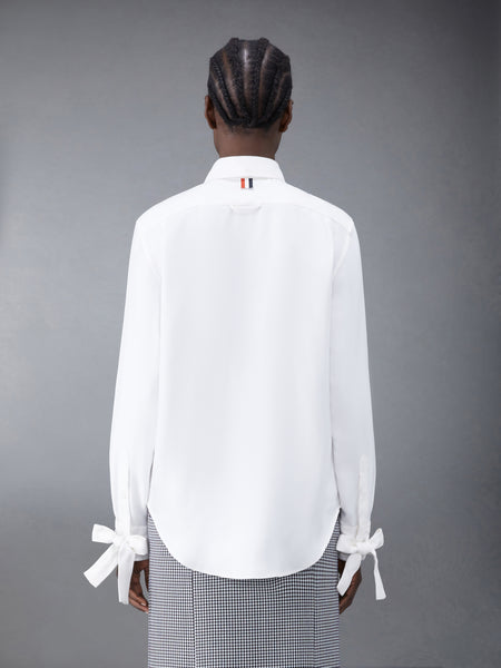 Silk Twill Scarf Cuff Easy Fit Shirt WHITE