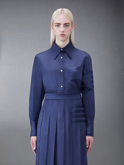 SILK TWILL 4-BAR OVERSIZED SHIRT