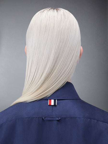 SILK TWILL 4-BAR OVERSIZED SHIRT NAVY