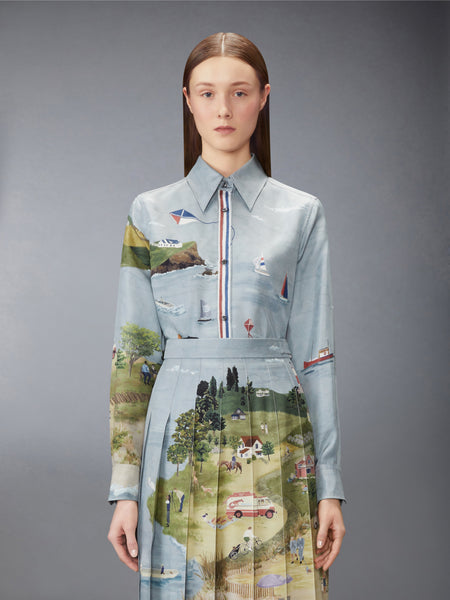 NANTUCKET SCENIC SILK TWILL SHIRT SEASONAL MULTI