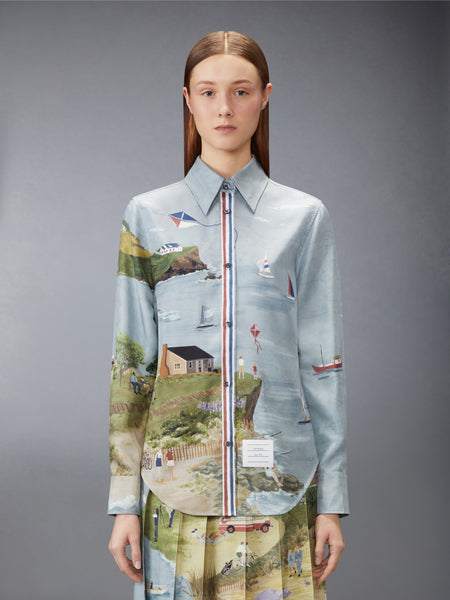 NANTUCKET SCENIC SILK TWILL SHIRT SEASONAL MULTI