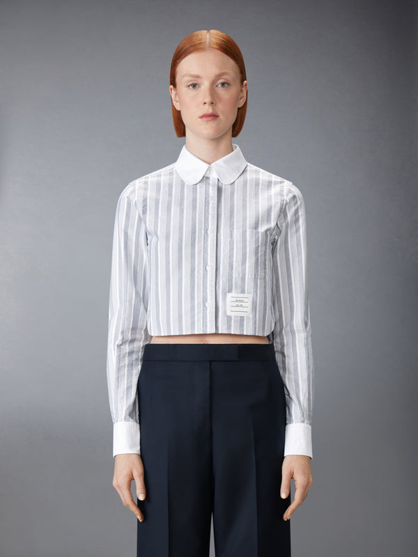 STRIPED CROPPED OXFORD SHIRT - image 1