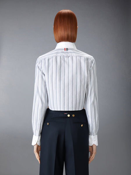 STRIPED CROPPED OXFORD SHIRT NAVY