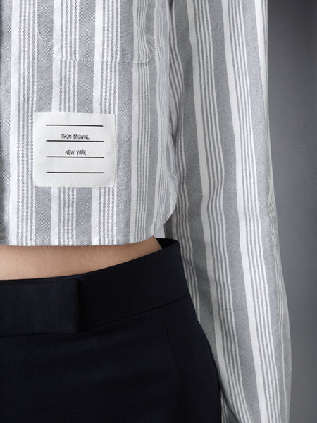 STRIPED CROPPED OXFORD SHIRT NAVY