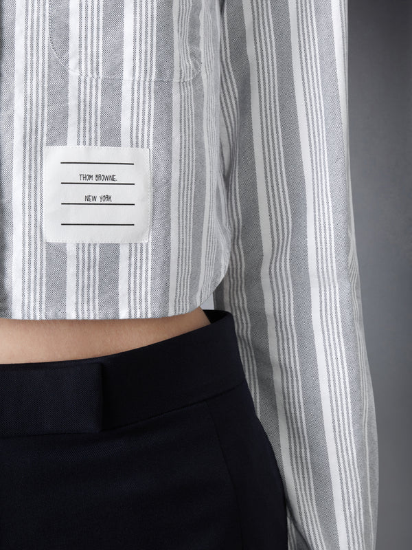 STRIPED CROPPED OXFORD SHIRT - image 5