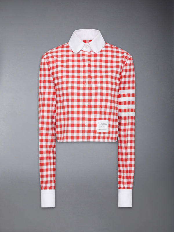 GINGHAM CHECK FLANNEL 4-BAR CROPPED SHIRT - featured image
