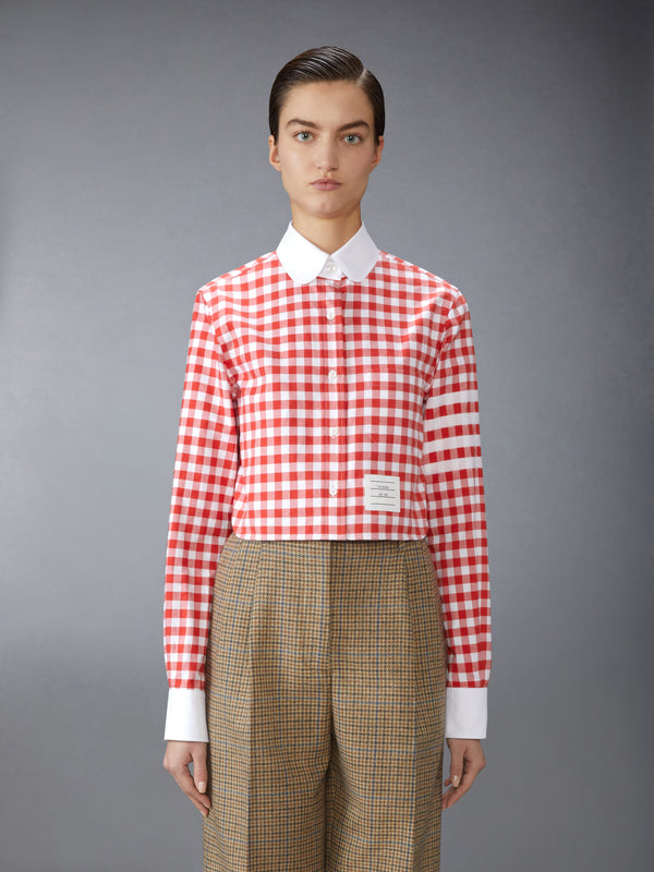GINGHAM CHECK FLANNEL 4-BAR CROPPED SHIRT - image 1