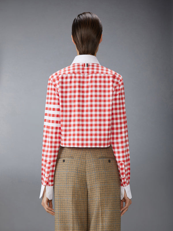 GINGHAM CHECK FLANNEL 4-BAR CROPPED SHIRT - image 2