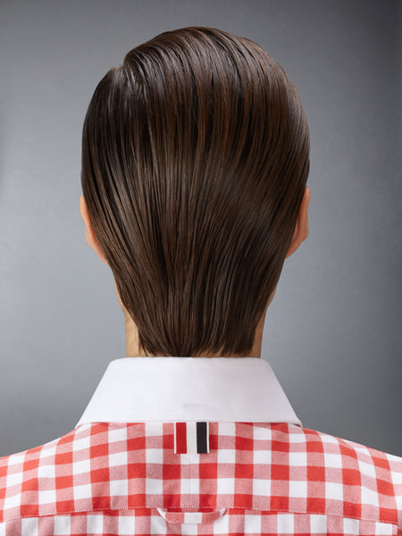 GINGHAM CHECK FLANNEL 4-BAR CROPPED SHIRT RED