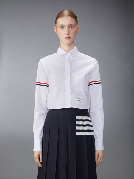 ARMBAND CROPPED OXFORD SHIRT WHITE