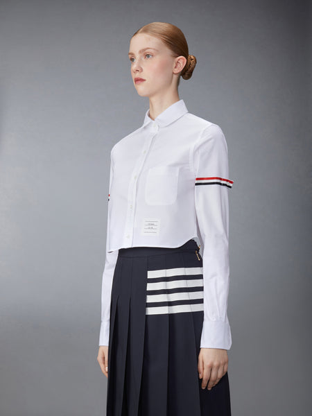 ARMBAND CROPPED OXFORD SHIRT WHITE
