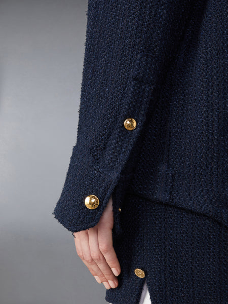 SOLID TWEED SHIRT JACKET NAVY