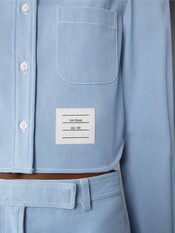 DENIM CLASSIC CROPPED LONG SLEEVE SHIRT - image 5